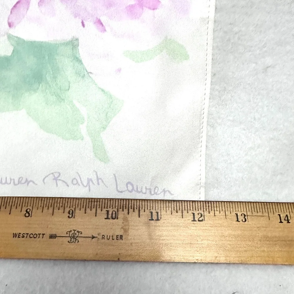 Vtg Ralph Lauren Silk Scarf 54x12 Watercolor Floral Purple Pink Cream Light Soft